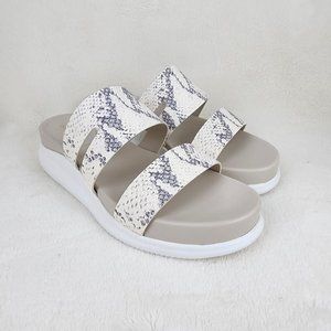 Cole Haan Zerogrand platfrom Ivory Roccia Optic Leather slide sandals Size 10B
